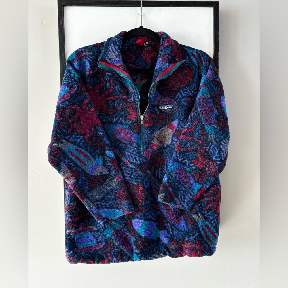 [Rare] Vintage Patagonia pullover Synchilla Snap T Sea Creatures Kids 14